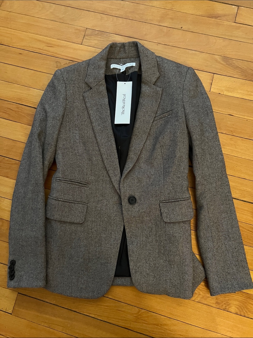 Veronica Beard. Size 0. Brown Herringbone Wool Blazer. Excellent condition.